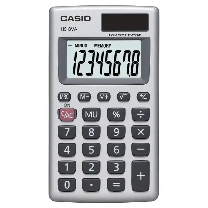 Casio HS8VA Solar Powered Pocket Calculator – Silver