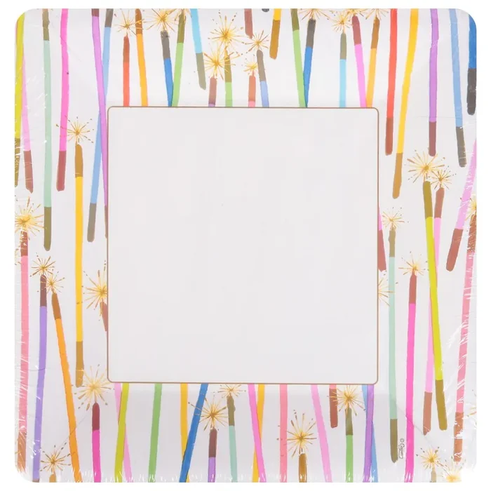 Caspari 10 Inch Candles Dinner Plates 8 ea