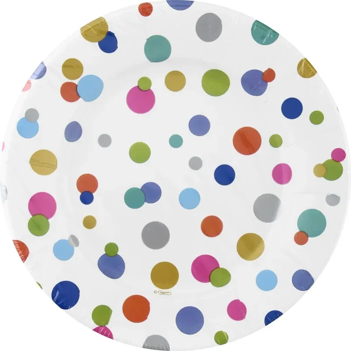 Caspari 8 Inch Confetti Brights Salad/Dessert Plates 8 ea