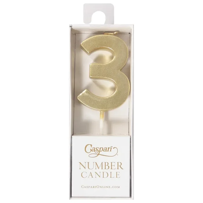 Caspari Gold 3 Number Candle 1 ea