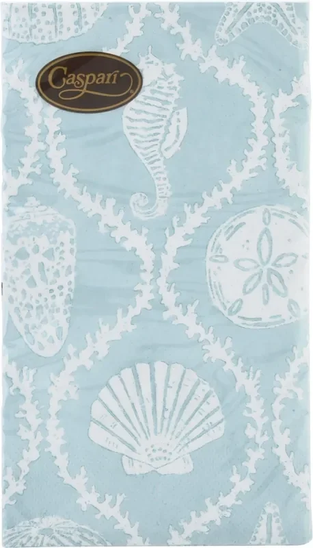 Caspari Triple-Ply Seychelles Aqua Guest Towels 15 ea