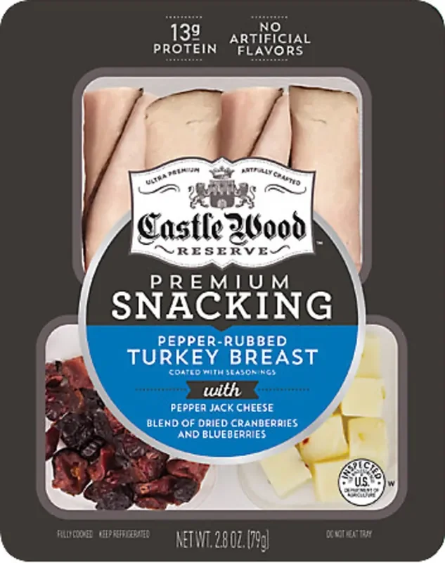 Castle Wood Reserve Turkey Breast/Pepper Jack Cheese/Dried Cranberries and Blueberries Premium Snacking 2.8 oz