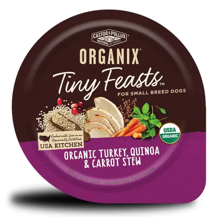 Castor & Pollux Organix Tiny Feasts Grain Free Small Breed Dog Food – Turkey, Quinoa & Carrot Stew