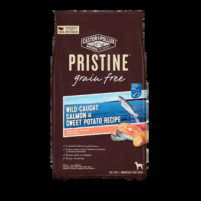Castor & Pollux PRISTINE Grain Free Dry Dog Food Wild Caught Salmon & Sweet Potato Recipe – 4 lb Bag