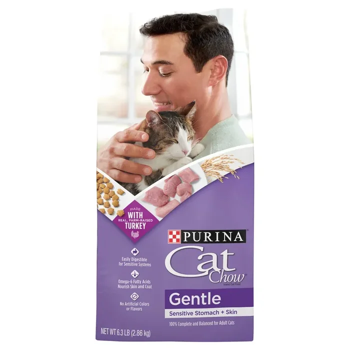 Cat Chow Purina Cat Chow Gentle Dry Cat Food, Sensitive Stomach + Skin – 6.3 lb. Bag