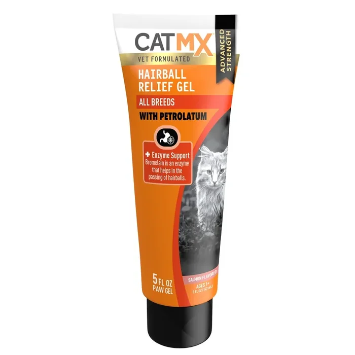 Cat MX Vet Formulated Advanced Strength Hairball Relief Cat Supplement – Gel, Salmon