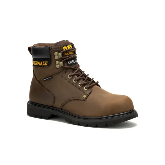 Caterpillar Men‘s Second Shift Waterproof Steel Toe Work Boot, Dark Brown, Size 14
