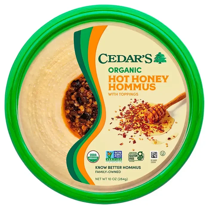 Cedar‘s Topped Organic Hot Honey Hummus – 10 oz