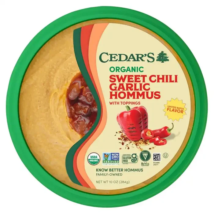 Cedar‘s Topped Organic Sweet Chili Garlic Hommus
