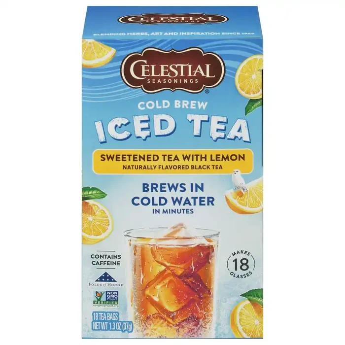 Celestial Seasonings Cold Brew Sweetened Tea with Lemon Iced Tea Bags 18 ct Box