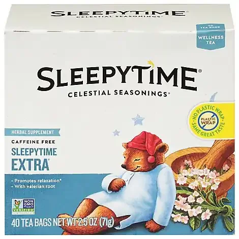 Celestial Seasonings Sleepytime Herbal Tea Extra Caffeine Free Tea Bags Box – 40 Count