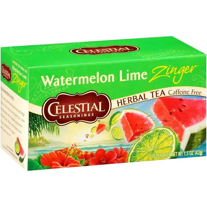Celestial Seasonings Watermelon Lime Zinger Caffeine Free Herbal Tea Bags 20 ct Box