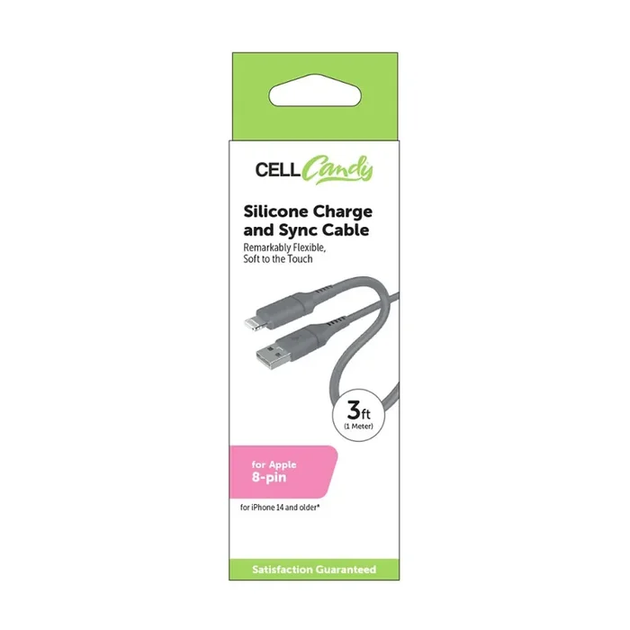 Cell Candy Silicon Charge & Sync Cable For Apple 8 Pin