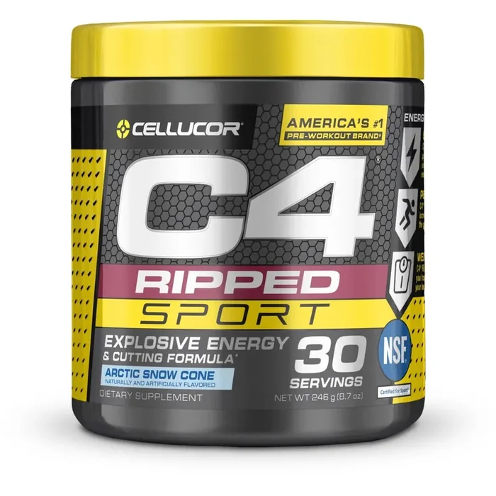 Cellucor C4 Ripped Pre-Workout Energy Powder – Arctic Snow Cone – 8.7oz