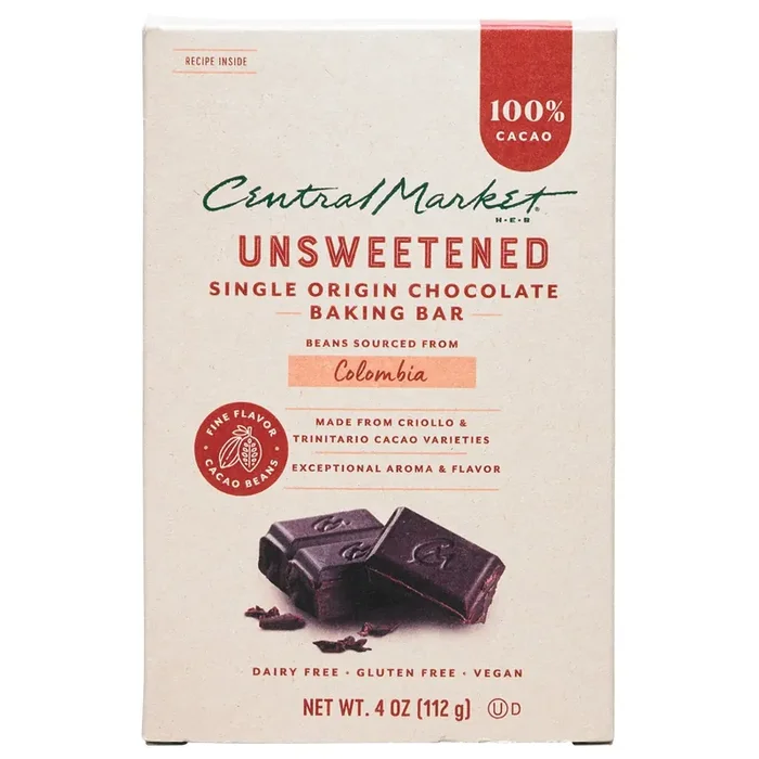 Central Market 100% Cacao Unsweetened Chocolate Baking Bar