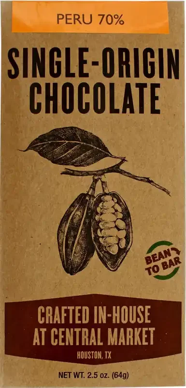 Central Market Bean To Bar Peru 70% Single-Origin Chocolate