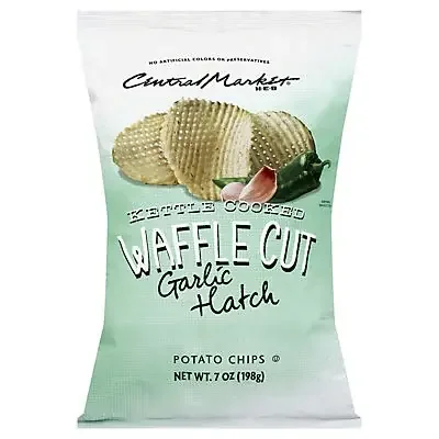 Central Market Garlic Hatch Waffle Cut Potato Chips