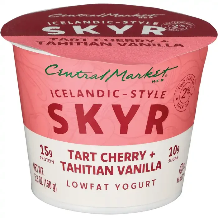 Central Market Icelandic-Style Skyr Low-Fat Yogurt – Tart Cherry & Tahitian Vanilla