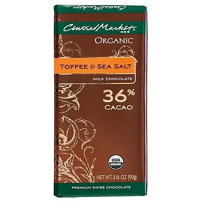 Central Market Organic 36% Cacao Toffee & Seal Salt Milk Chocolate