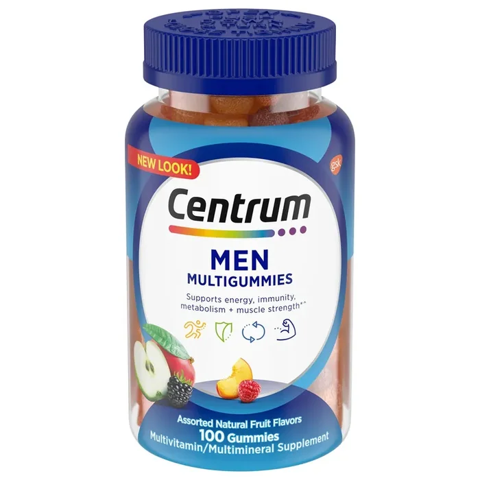 Centrum MultiGummies Gummy Multivitamin for Men, Multivitamin/Multimineral Supplement with Selenium, Antioxidants and Vitamin D3, Assorted Fruit Flavor – 100 Count