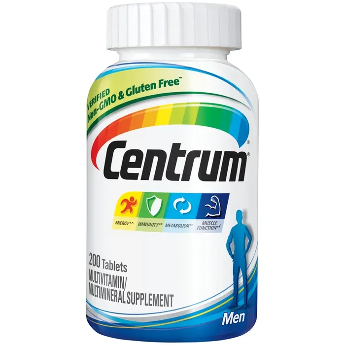 Centrum Multivitamin for Men, Multivitamin/Multimineral Supplement with Vitamin D3, B Vitamins and Antioxidants, Gluten Free, Non-GMO Ingredients – 200 Count