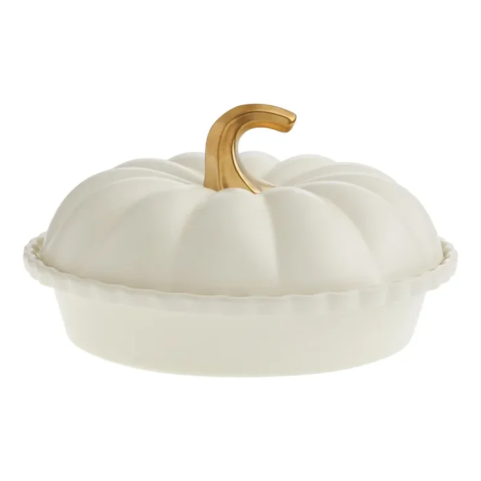 Ceramic Pumpkin Shaped Deep Pie Dish with Lid