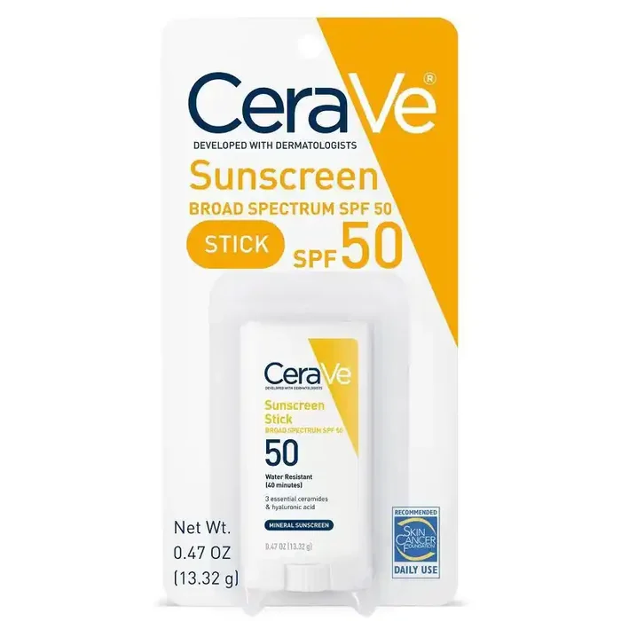 CeraVe 100% Mineral Sunscreen Stick for Face and Body – SPF 50 – 0.47oz