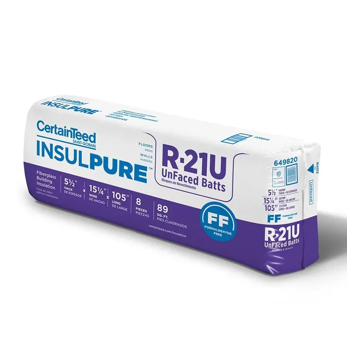 CertainTeed InsulPure R- 21 Wall Unfaced Fiberglass Batt Insulation 78.79-sq ft ( 15.25-in W x 93-in L)