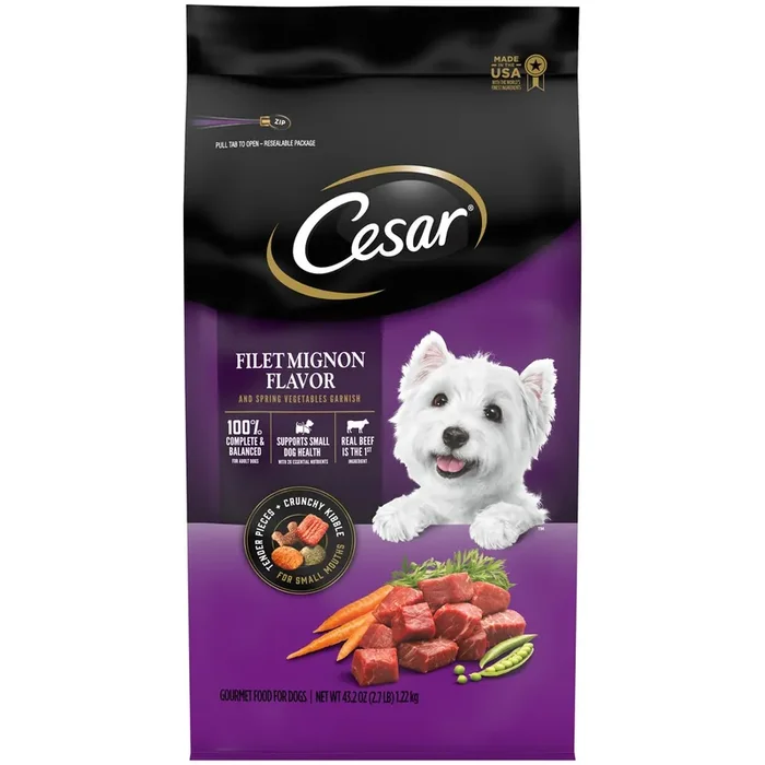 Cesar Filet Mignon Flavor and Spring Vegetables Garnish Dog Food 43.2 oz. Bag
