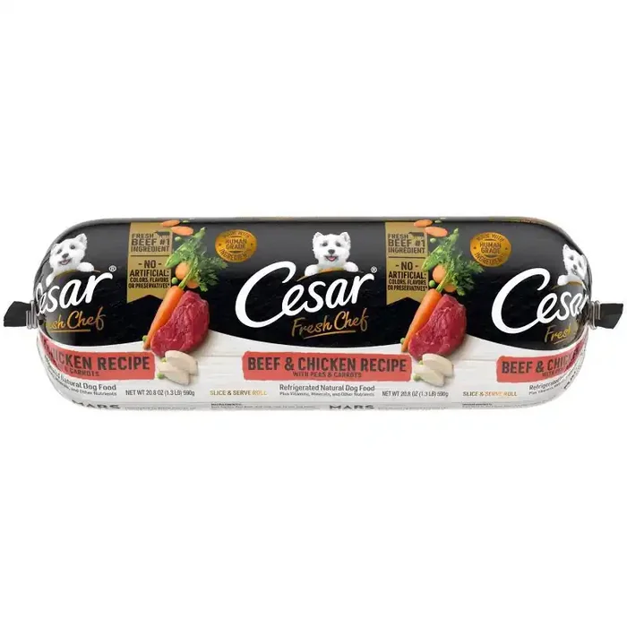 Cesar Fresh Chef Chicken, Carrot, Pea, Vegetable, Beef and Red Meat Flavor Adult Refrigerated Wet Dog Food – 1.3lbs