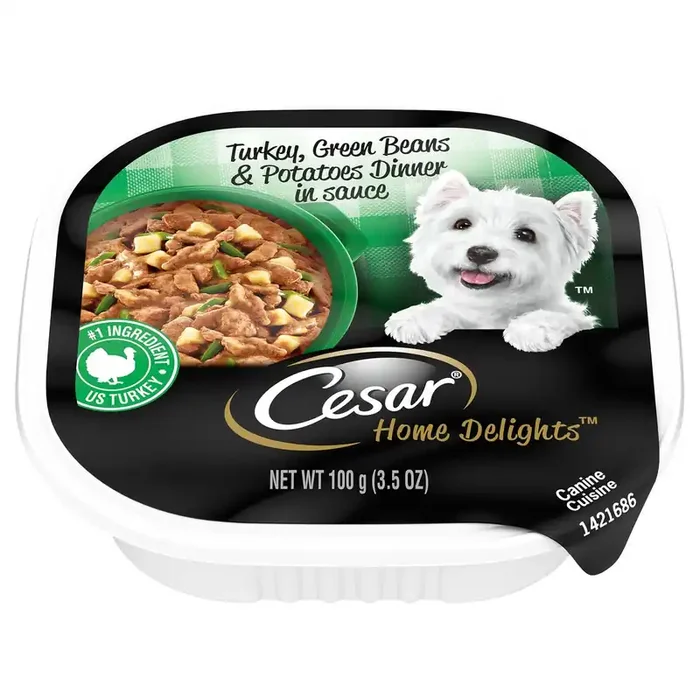 Cesar Home Delights™ Turkey, Green Beans & Potatoes Dinner in Sauce Canine Cuisine 3.5 oz. Tray