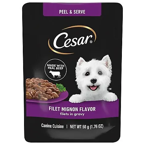 Cesar Mini-Pouch Filet Mignon Flavor Filets in Gravy Wet Dog Food – 1.76 Oz.