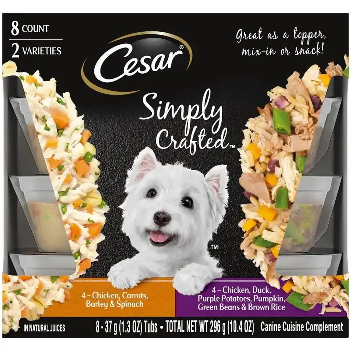 Cesar Simply Crafted Chicken, Potato, Vegetable, Rice, Duck and Pumpkin Flavor Variety Pack Small Breed Wet Dog Food – 1.3oz/8ct