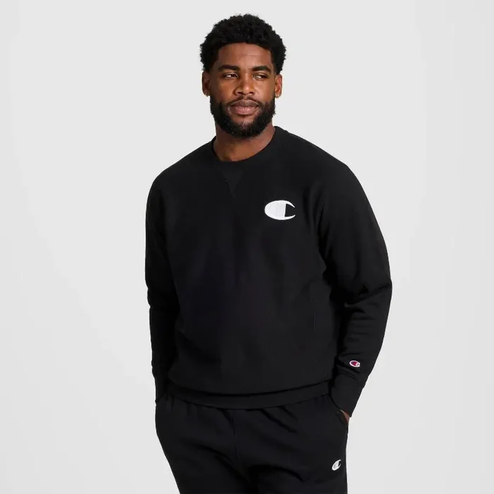 Champion Adult Sizing Iconic Embroidered Crewneck Sweatshirt – Black XL