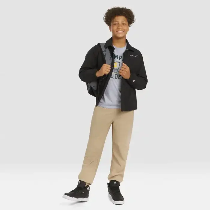 Champion Boys‘ Nylon Coach‘s Jacket – Black M