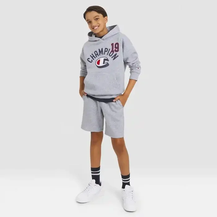 Champion Boys‘ Oversized Fleece Graphic Hoodie – Heather Gray M