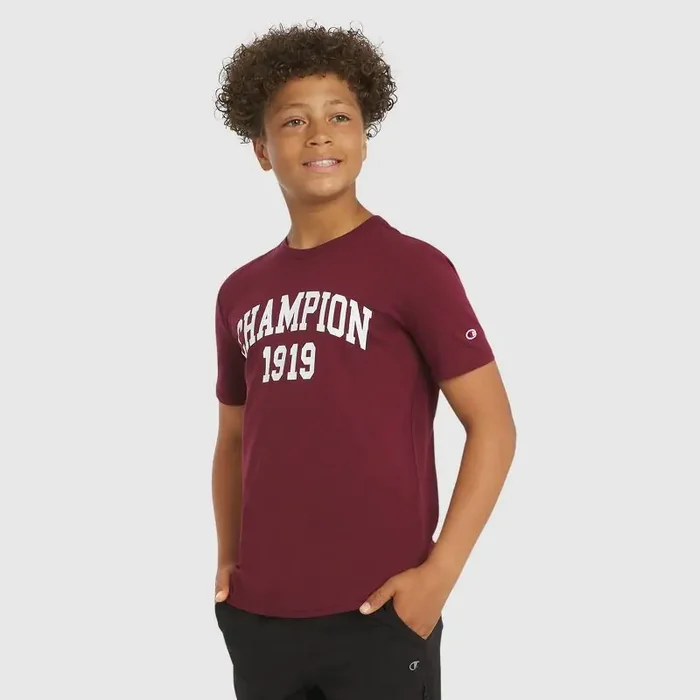 Champion Boys‘ Oversized Graphic T-Shirt – Wine Red XL