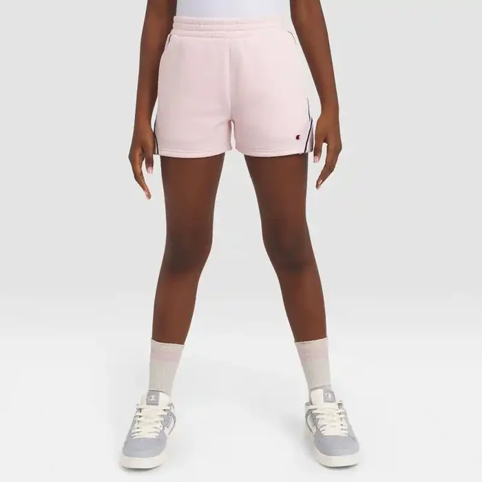 Champion Girls‘ Fleece Shorts with Taping – Blush S