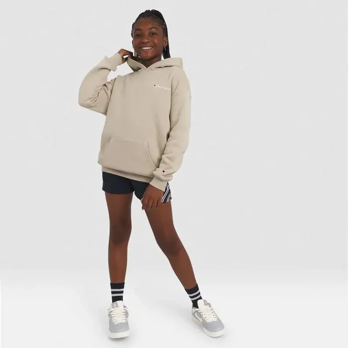 Champion Girls‘ Oversized Fleece Graphic Hoodie – Tan L