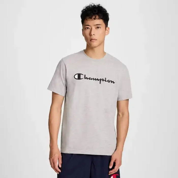 Champion Men‘s Big Script T-Shirt – Light Gray Heather XS