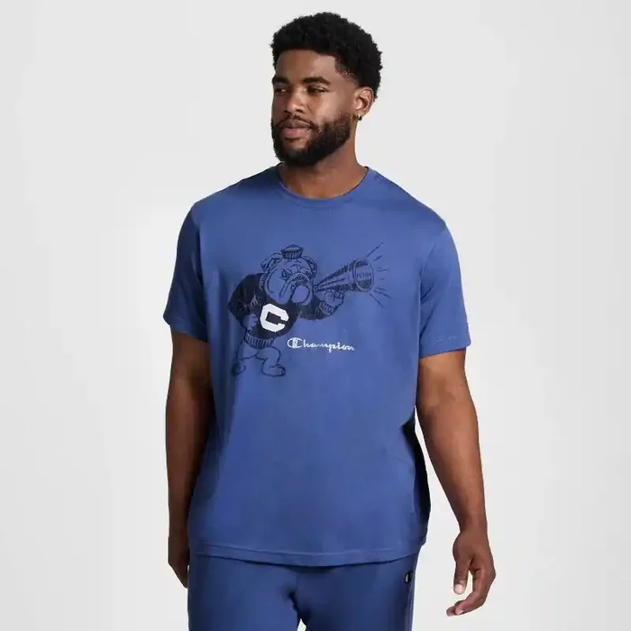 Champion Men‘s Graphic T-Shirt – Gray Blue M