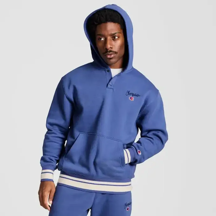 Champion Men‘s Snap Hoodie – Gray Blue M