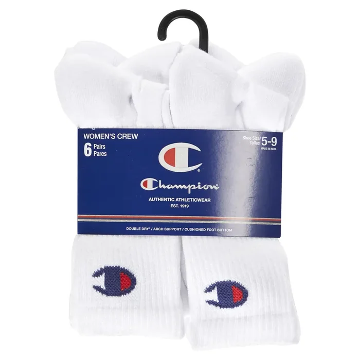CHAMPION WMNS 6PR CREW CH681 WH 6-12