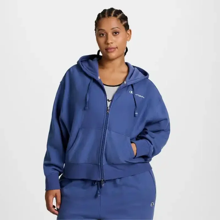 Champion Women‘s Cropped Fleece Zip-Up Sweatshirt – Blue XXL