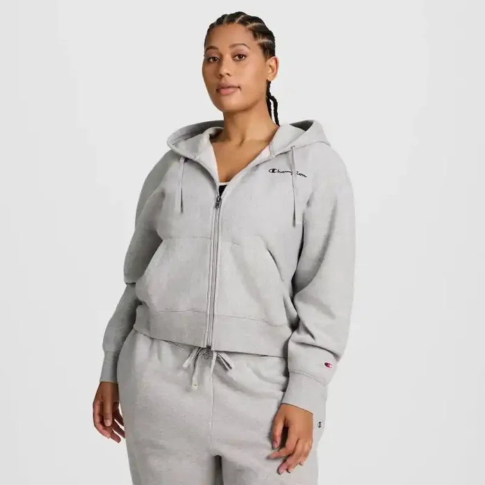 Champion Women‘s Cropped Fleece Zip-Up Sweatshirt – Heather Gray XS