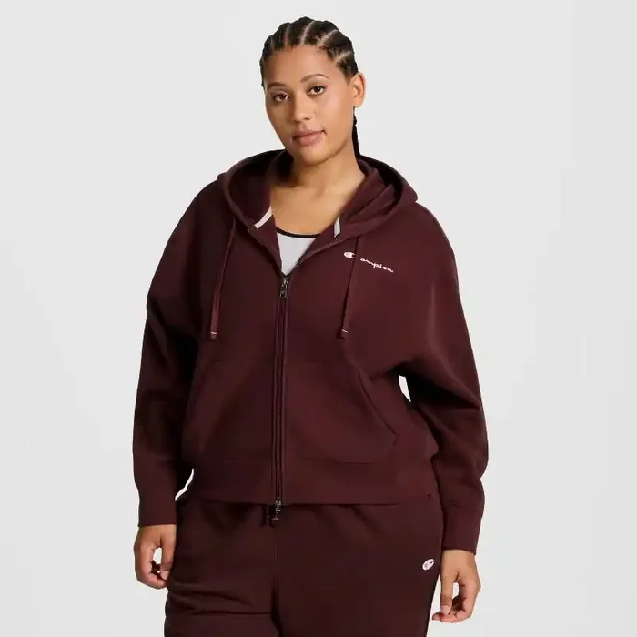 Champion Women‘s Cropped Fleece Zip-Up Sweatshirt – Maroon L