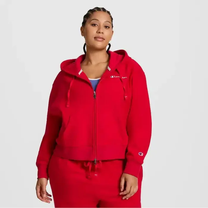 Champion Women‘s Cropped Fleece Zip-Up Sweatshirt – Red XXL