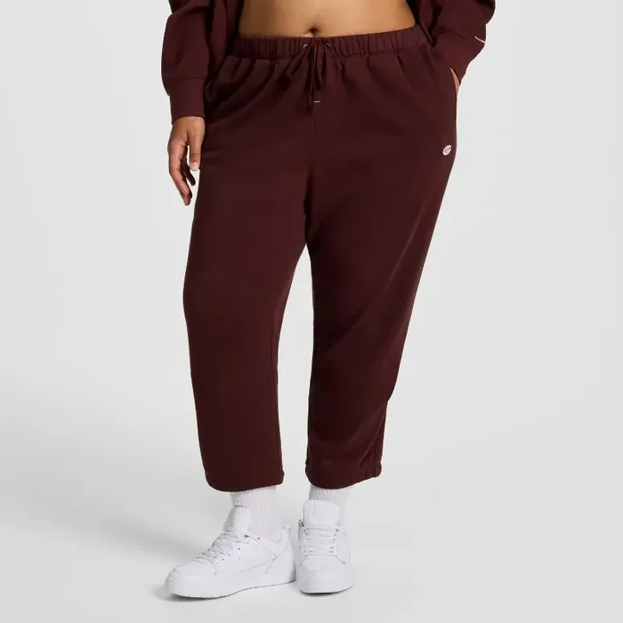 Champion Women‘s High-Rise Cropped French Terry Sweatpants – Maroon M
