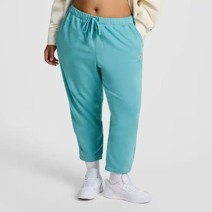 Champion Women‘s High-Rise Cropped French Terry Sweatpants – Teal Blue XL