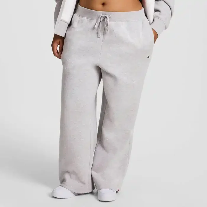 Champion Women‘s High-Rise Fleece Wide Leg Sweatpants – Heather Gray XL